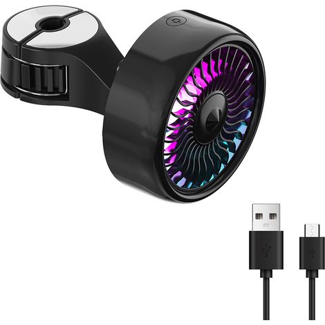 Ventilateur de siège arrière Ortviai Noir 3 vitesses USB 12V avec crochet et LED pour voiture SUV camping-car (1/5)