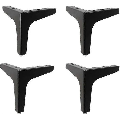 Ensemble de quatre pieds de meubles de 15 cm (6 pouces), pieds de canapé modernes en métal, compatibles avec armoires, canapés, tables, penderies, etc. (noir mat) (1/5)