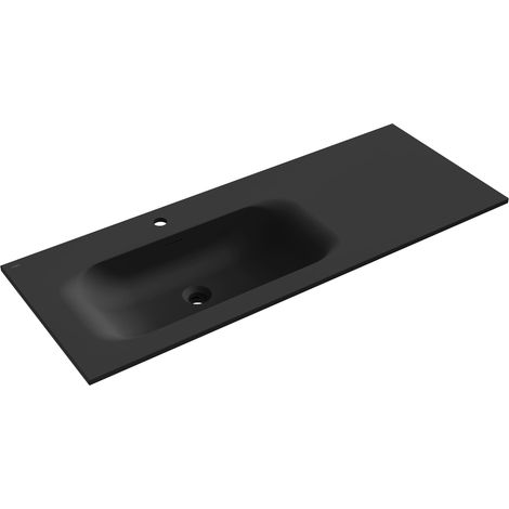 Mexen Vela lavabo empotrado en encimera izquierda 121 x 46,5 cm, negro mate - 25231271L (1/3)