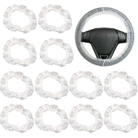 100pcs Housse de Volant Transparente Universelle Couverture de Protection Élastique Étanche en Plastique Couvercle Couvre Cache de Volant Accessoires Intérieur de Voiture (1/4)
