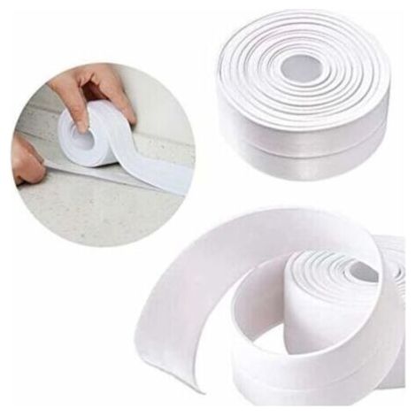 Rouleau d'étanchéité autocollant 3,2m x 38mm – PE imperméable pour salle de bain et cuisine – Résistant à l'humidité et à la moisissure - 2MX38mm (1/5)