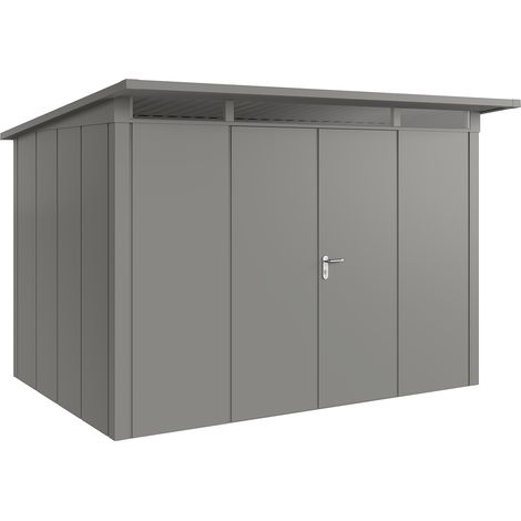 Hörmann Metall-Gerätehaus "Juno" mit Pultdach, JPD12 - Design, 310 x 214 cm (B x T), graualuminium, 2-flüglige Tür (1/5)