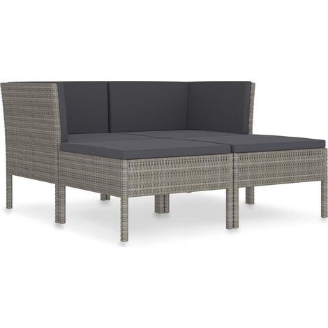 Maison Exclusive - Set Divani da Giardino 4 pz con Cuscini in Polyrattan Grigio (1/5)