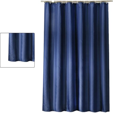 Wasserdichter Duschvorhang mit Haken, modern und aus dickem Polyester, für Badezimmer zu Hause oder im Hotel, dunkelblau (1/5)