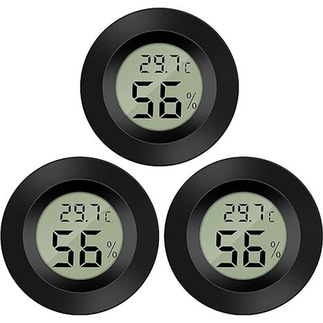 3 Stück Digitales Mini-Thermometer-Hygrometer LCD Temperatur-Feuchtigkeitsmesser Tragbar Thermo-Indikator für Büro Küche Humidor Inkubator Reptilien