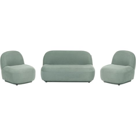 Conjunto de sala de estar de tela 4 plazas sofá de dos plazas y 2 sillones respaldo bajo tapizado moderno minimalista repelente al agua verde claro Lovberg