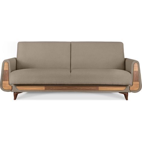 KONSIMO GUSTAVO Sofa 3-Sitzer mit Schlaffunktion, braun