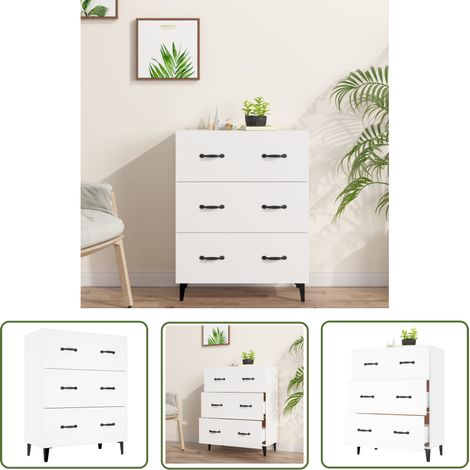 The Living Store Buffet blanc 69,5x34x90 cm bois d'ingénierie - Buffet - Meuble De Rangement - Commode - Mobilier - Décoration Intérieure (1/5)