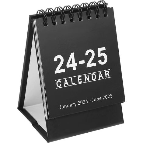 Mini calendriers de bureau 2024-2025, calendrier à rabat, calendrier de bureau debout pour la maison ou le bureau-10.5X7.6X6CM-Black