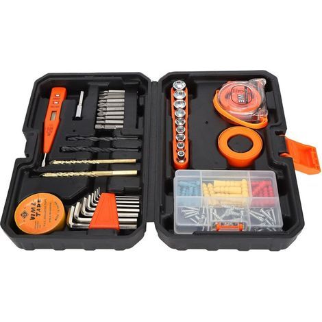 Hand Tool Kit, Repair Tool Kit, Chrome Vanadium Steel + High Strength Plastic Repair Tool Box for Most Home Repair Tasks DIY Projects (1/5)
