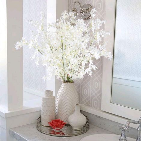 3pcs Fleurs Artificielles Cerisier Blanc 115CM Sakura Bouquet de Fleur en Soie Fausse Fleur Sakura Deco pour Vase Maison Table Jardin Arrangement de Fleur (1/5)
