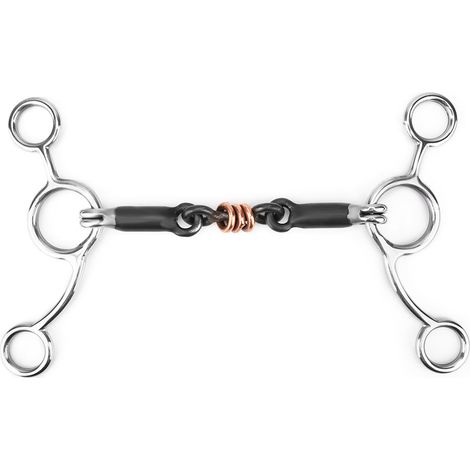 Anneau ample équestre, mors de filet en acier inoxydable noir avec cuivre pour cheval (1/5)