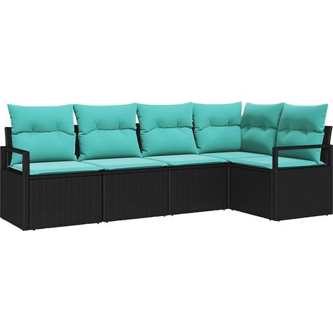 Sofa Set 5 pcs Schwarz Poly-Rattan vidaXL
