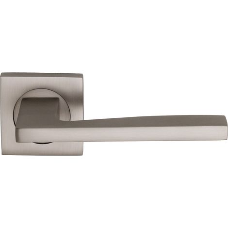 Manilla aluminio níquel mate roseta cuadrada para puerta interior/exterior (1/5)