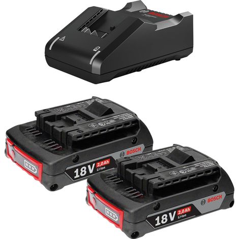 Bosch Starter-Set 18 V / 2x 2,0 Ah Akku + Ladegerät GAL 18V-40