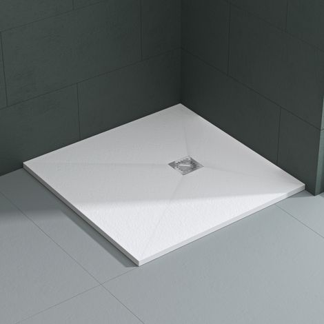 Mai & Mai Duschwanne 90x90x3cm Duschtasse aus Mineralguss Mineralgusswann Weiß Matt Quadratisch DIN-Anschlüsse Geoma09 (1/5)