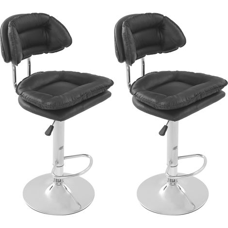 Lot de 2 tabourets de bar réglables en hauteur – 360° pivotant, dossier lombaire, assise mousse haute densité, support 150 kg (1/5)