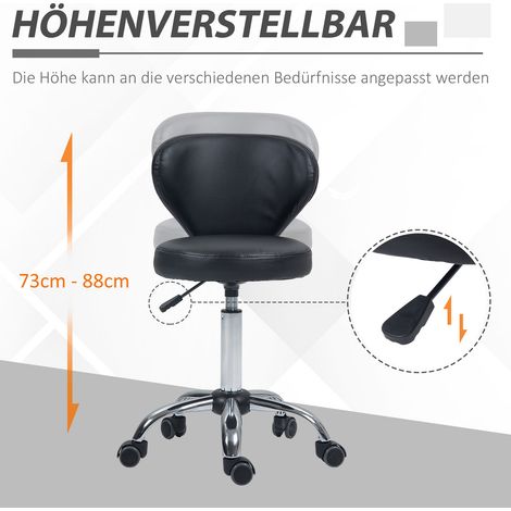 Pouf design en similicuir noir, réglable en hauteur, capacité 120 kg, piètement en acier (1/5)