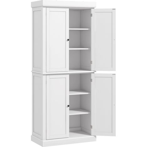 Freestanding Kitchen Cupboard with 4 Doors, Storage Cabinet with 6-Tier Shelving 4 Adjustable Shelves, White (1/5)