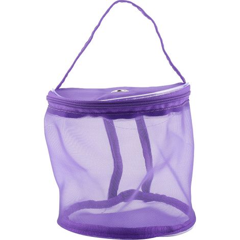 Sac de rangement portable cylindrique en maille pour laine, contenant pratique et élégant (violet) (1/5)