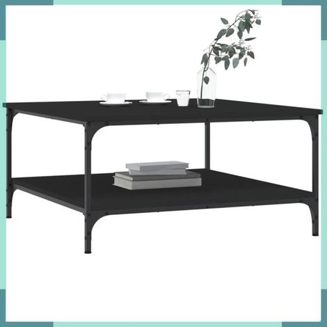 Table basse - 832838 - Noir - Carrée 80x80 cm - Bois d'ingénierie et fer (1/5)