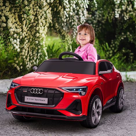 Lizenzierter Audi e-tron Sportback Elektro-Kinderwagen, 12-V-Elektrofahrzeug, max. 5 km/h, mit 2,4-GHz-Fernbedienung, LED-Scheinwerfern, Musik, Hupe, USB-Anschluss, MP3-Player, rot