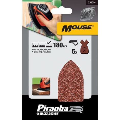 PIRANHA BLACK&DECKER 5 FOGLI VELCRO PERMOUSE G.180 X31014