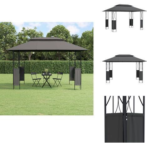 Belvédère avec toit anthracite 400x300x270 cm acier - Belvédère De Jardin - Abri De Jardin - Tonnelle De Jardin - Gazebo - Structure Extérieure (1/5)