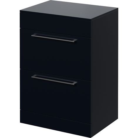 Napoli 460 Deep Blue 600mm 2 Drawer Vanity Unit for Countertop Basins - 600mm - Chrome 320mm Handle