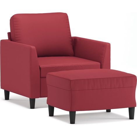 Maison Exclusive - Sessel mit Hocker Weinrot 60 cm Kunstleder