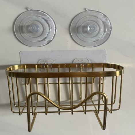 Abtropfkorb aus Edelstahl, Küchenaufbewahrungskorb, Ablage für die Spüle (gold)