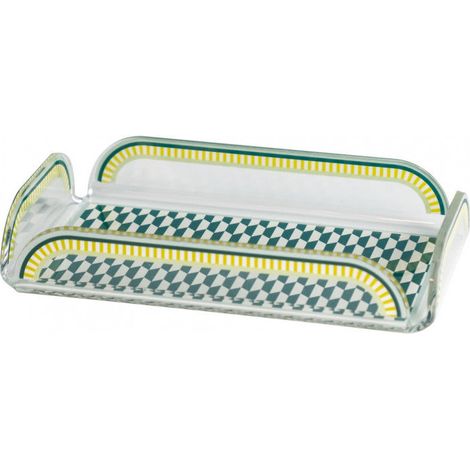 HAPPY TRAY VASSOIETTO IN CRISTALLO ACRILICO DECORATO VERDE