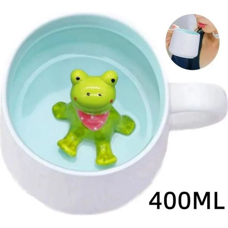 Tasse à café,3D mignon Dessin animé Mug,humoristique Tasse à thé Céramique,bébé Animal à l'intérieur,pour bureau,Fille(grenouille) (1/4)