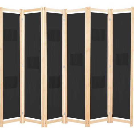 vidaXL Divisorio a 6 Pannelli Nero 240x170x4 cm in Tessuto
