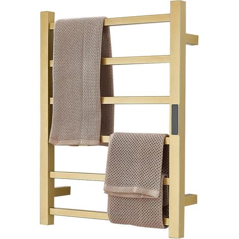 Sèche-Serviettes Electrique avec Minuterie, Radiateur Chauffe-Serviettes 80 W pour Salle De Bain, Porte-Serviettes Chauffant Électrique Mural en Acier Inoxydable 304, 60 45 12Cm,Plug in (1/5)