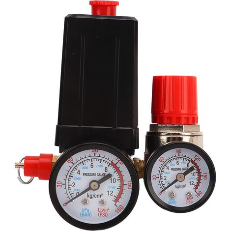 Manomètre compresseur d'air 0180PSI avec vanne à bille, kit de remplacement pour pièces et accessoires (1/5)