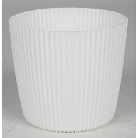 BURI Übertopf Milly 15cm Rillen Rund Kunststoff Blumenkübel Pflanze Kräutergefäß (1/5)