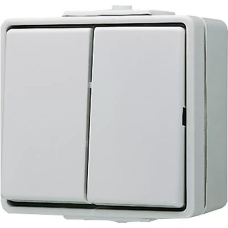 Jung Wippschalter grau glänzend AP IP44 2p 2-fach WG 600 605 W (1/2)