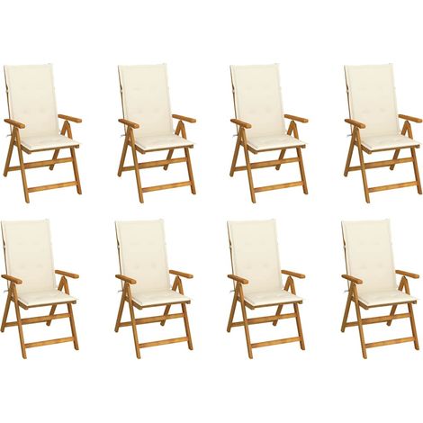 vidaXL Chaises pliantes avec coussins, 8 pièces, en bois d'acacia massif (1/5)