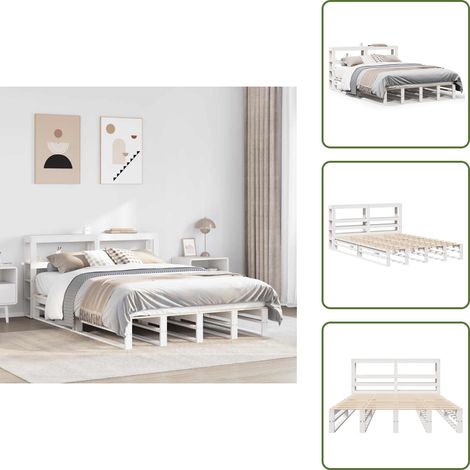 Massivholzbett ohne Matratze Weiß 150x200 cm Kiefernholz - Bettrahmen - Bettgestell - Bett - Schlafzimmermöbel (1/5)