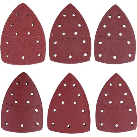 60 pi&egraveces papier de verre de souris, 11 trous de papier de ponceuse de d&eacutetail feuilles de pon&ccedilage de papier abrasif de paume s&eacutepar&eacutees 140x140x100mm(120Grit) (1/5)