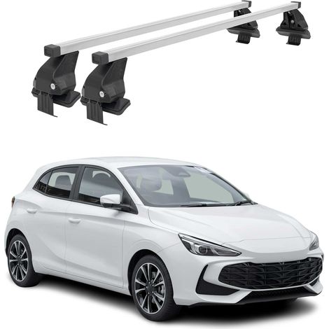 OMAC Dachträger Querträger Stahl für MG3 III 2024-2026 – Abschließbar – City-Crash-getestet – DIN 75302:2019 – ISO/PAS 11154:2006 – Max. 50 kg Silber (1/5)