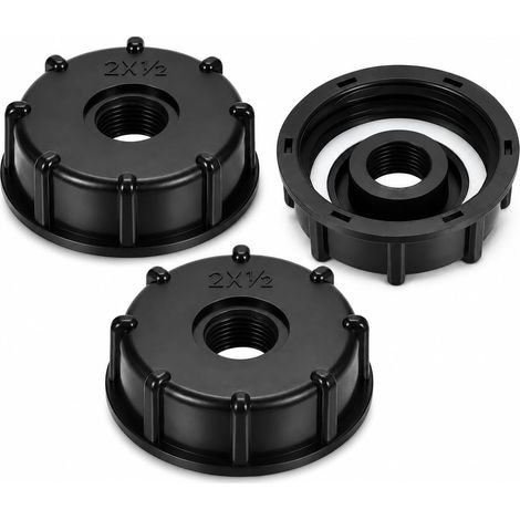 3 Adaptateurs IBC S60x6 Filetage 1/2 Pouce, Bouchon en Plastique pour Cuve IBC 1000 Litres, Joint pour Robinet de Vidange, Idéal pour Stockage d'Eau, Produits Chimiques ou Transfert de Liquides (1/5)