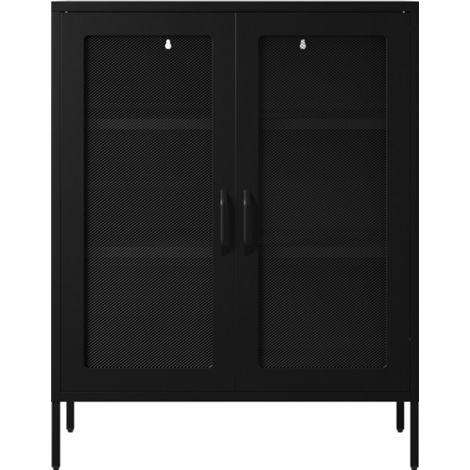Reuben Storage Cabinet - Steel/Mesh - L40 x W80 x H102 cm - Black - Flat Packed