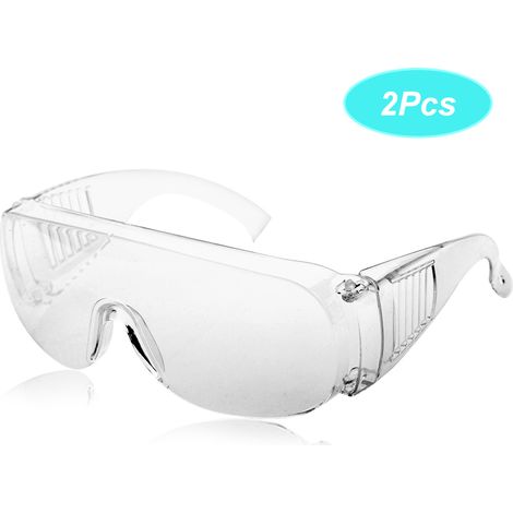 Lot de 2 lunettes de sécurité en plastique, monture intégrale, protection oculaire transparente.