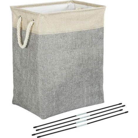 Panier À Linge - 42 X 31 X 50 Cm - Pliable - Avec Poignées En Corde Réglables - Gris (1/5)