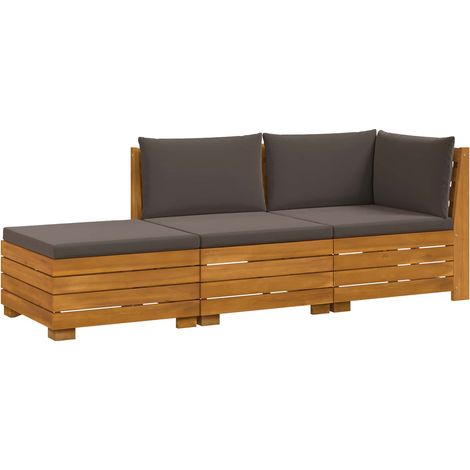 Maison Exclusive - Outdoor-Sofagarnitur mit Kissen 3 Stück Braun