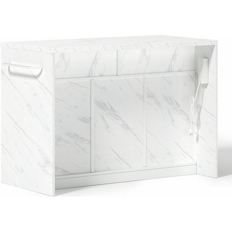 Îlot de cuisine 120 x 60 x 91 cm MDF blanc avec prises USB et bar