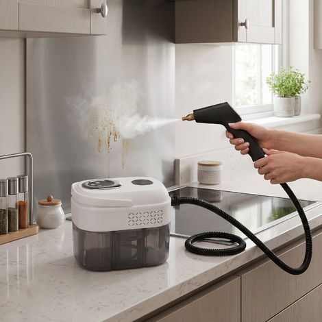 Nettoyeur Vapeur Portable 1500 W – 3,5 Bars, 6 Niveaux, Réservoir 1700 ml, Préchauffage 10-15 s, Vapeur 105-130°C, 15 Accessoires pour Sols, Canapés, Joints, Carrelage (1/5)