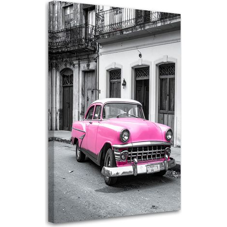 Bilder Rosa Retro-Auto geparkt auf einer Straße in Kuba 40x60 (1/5)